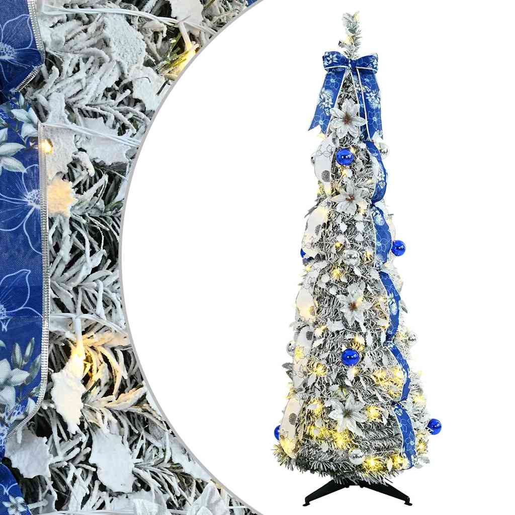Künstlicher Weihnachtsbaum mit 100 LEDs Weiß 150 cm PVC