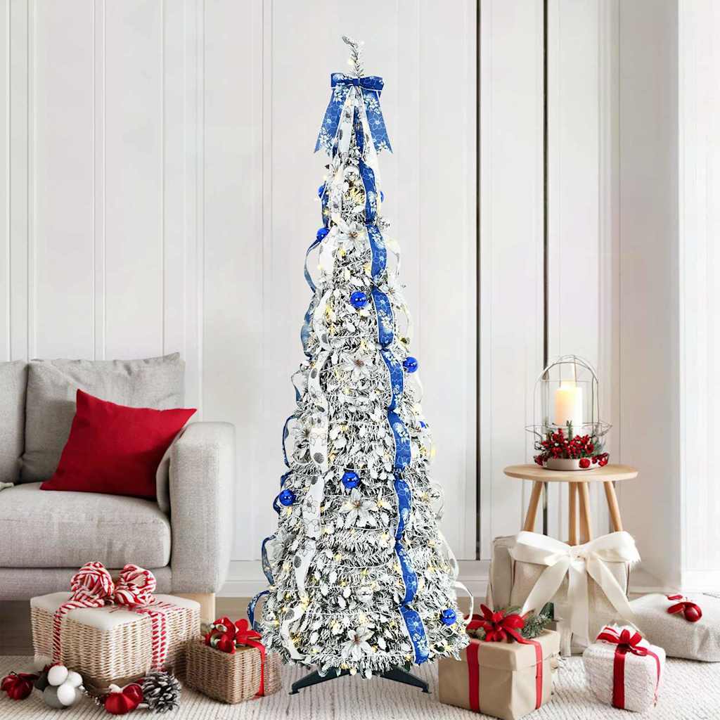 Künstlicher Weihnachtsbaum mit 150 LEDs Weiß 180 cm PVC