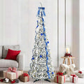 Künstlicher Weihnachtsbaum mit 200 LEDs Weiß 210 cm PVC