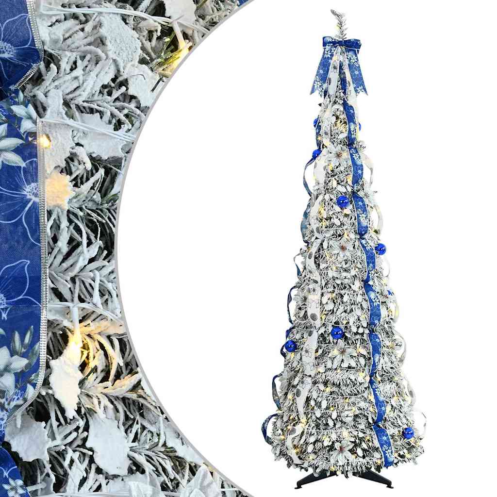 Künstlicher Weihnachtsbaum mit 200 LEDs Weiß 210 cm PVC