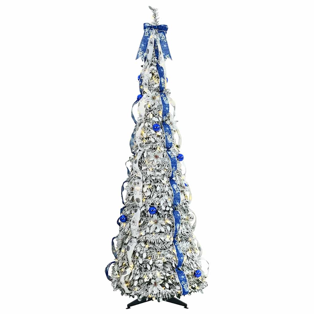 Künstlicher Weihnachtsbaum mit 200 LEDs Weiß 210 cm PVC