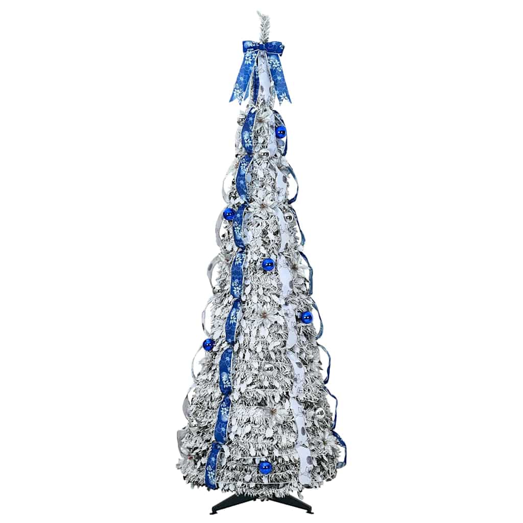 Künstlicher Weihnachtsbaum mit 200 LEDs Weiß 210 cm PVC