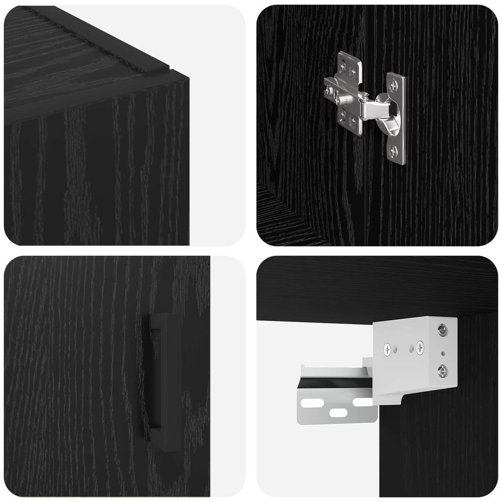 Wandschrank 2 pcs Schwarz Eichen-Optik 69,5 x 34 x 90 cm