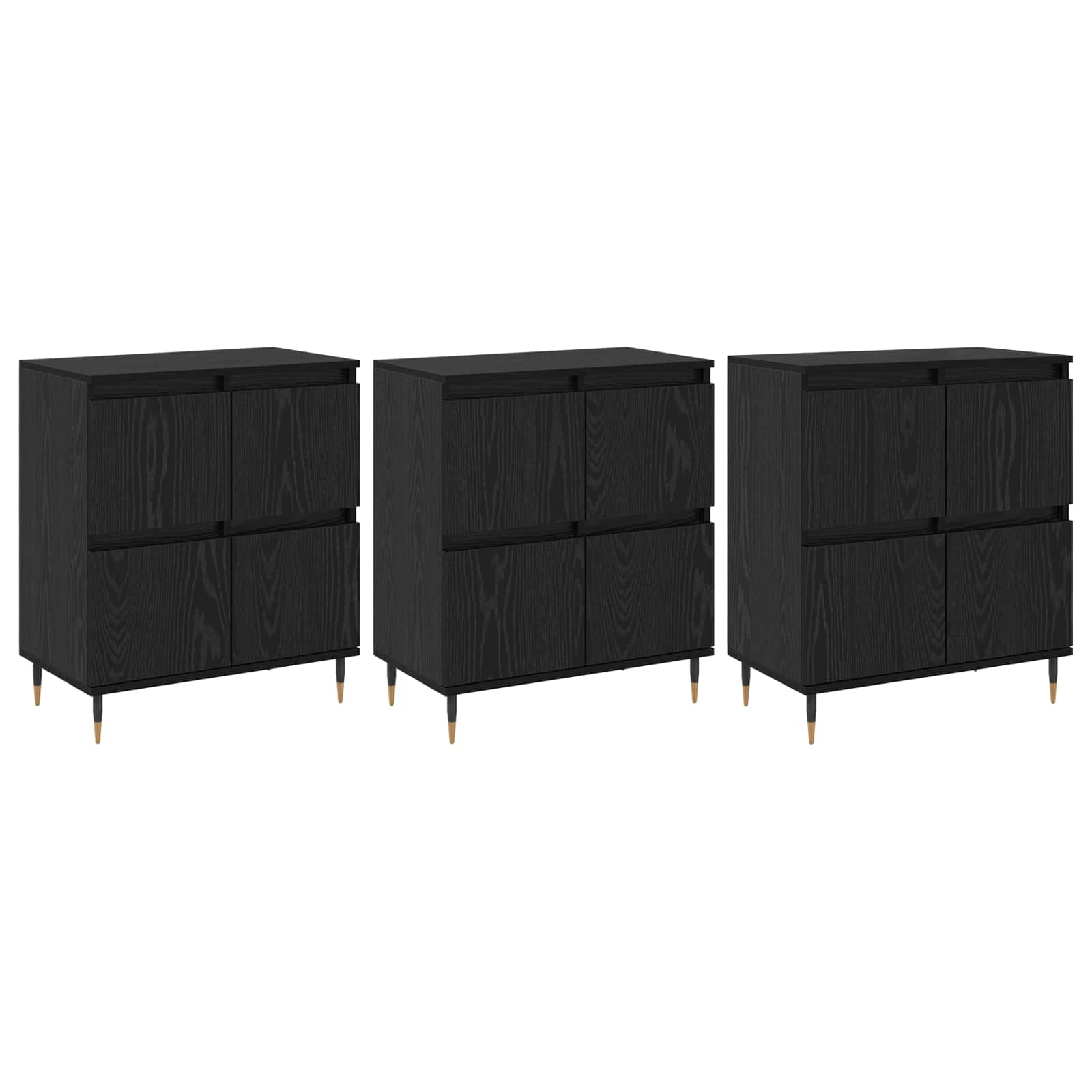 Aufbewahrungsschrank 3 pcs Schwarz Eichen-Optik 60 x 35 x 70 cm