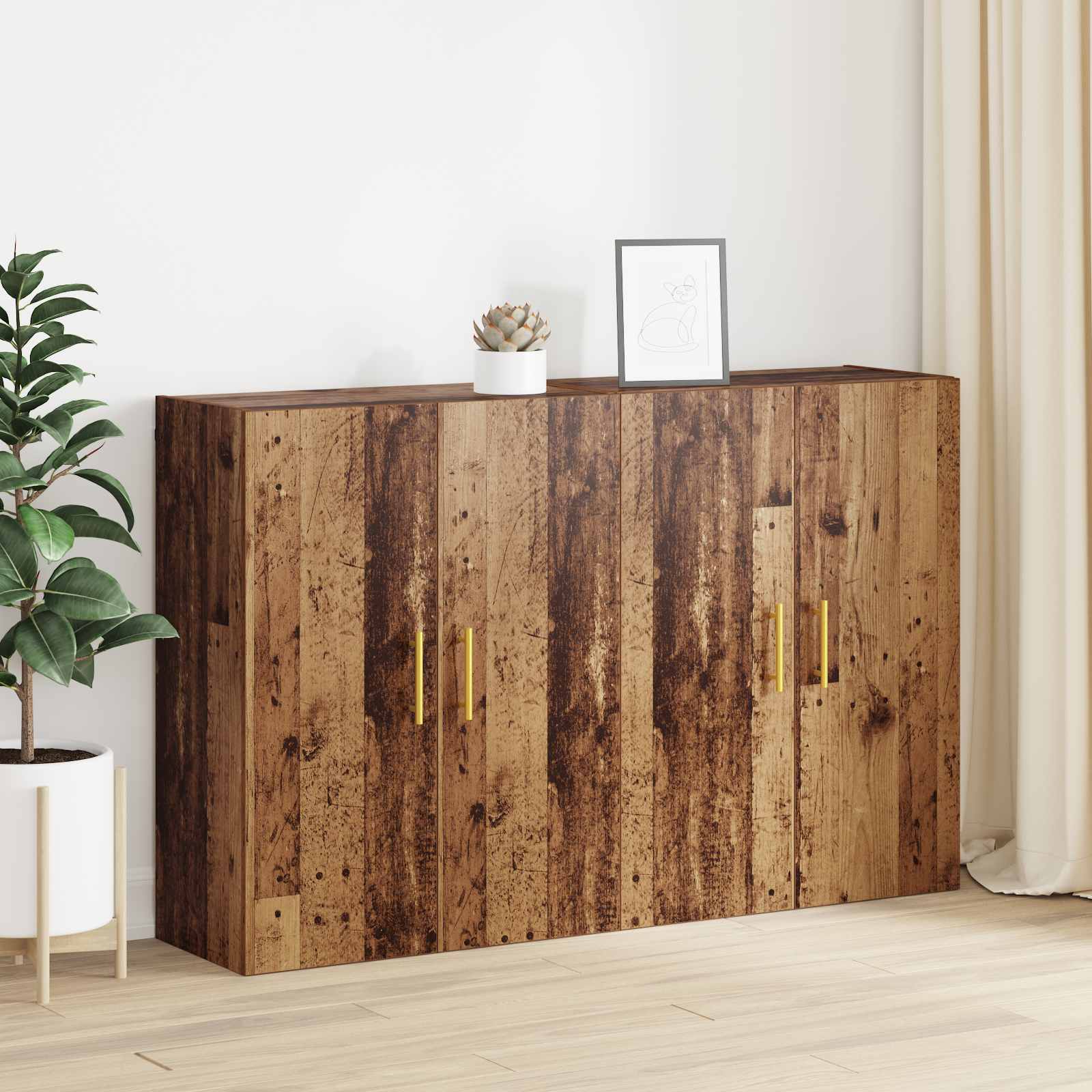 Wandschrank 2 pcs Altholz 69,5 x 34 x 90 cm Holzwerkstoff