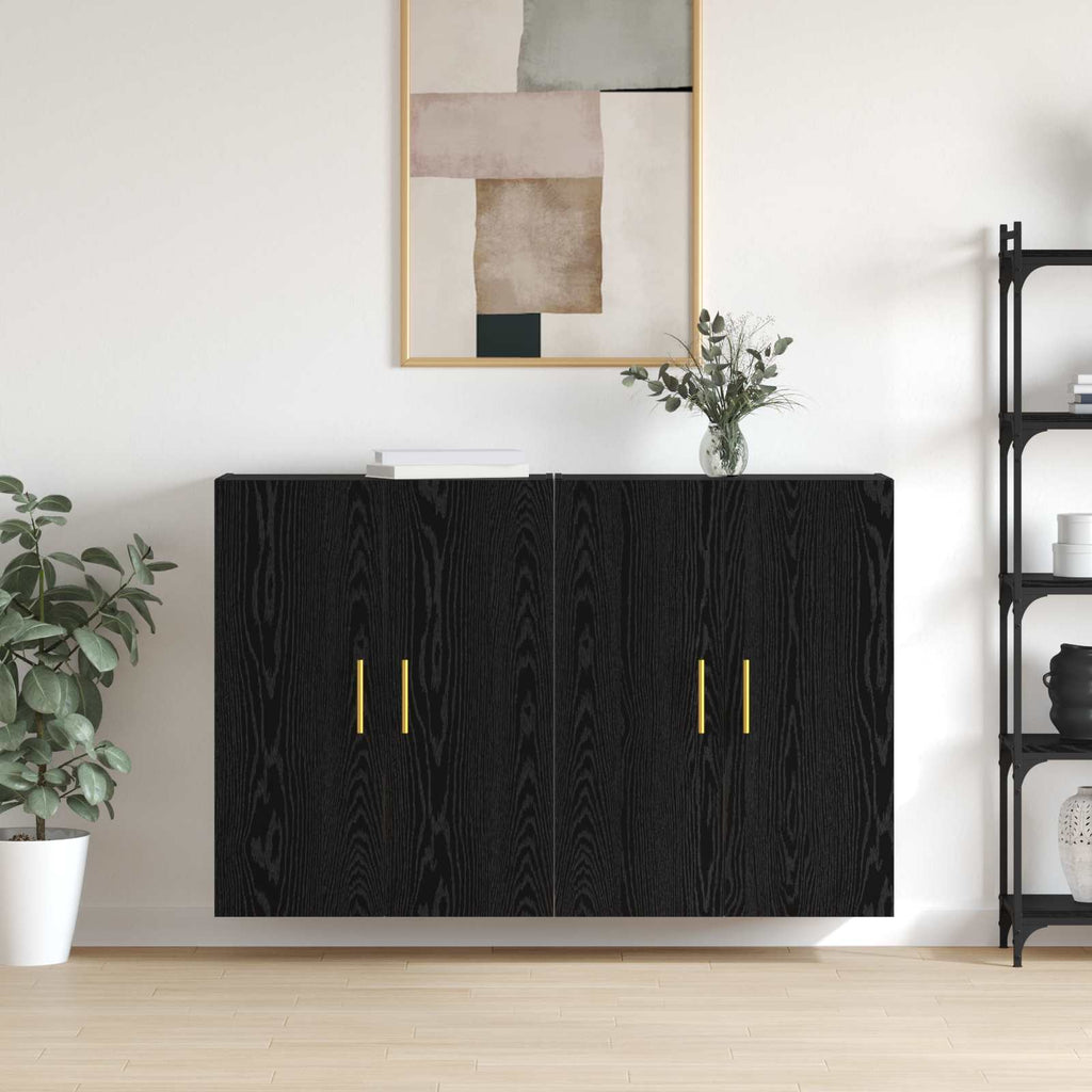 Wandschrank 2 pcs Schwarz Eichen-Optik 69,5 x 34 x 90 cm