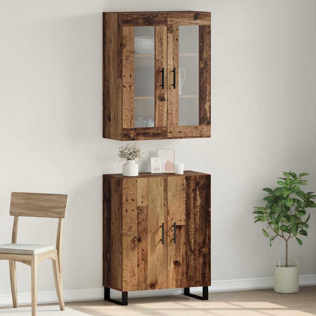 Highboard 2 pcs Altholz Holzwerkstoff
