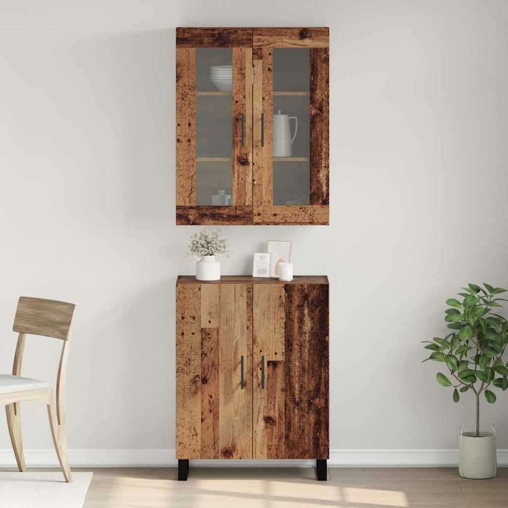Highboard 2 pcs Altholz Holzwerkstoff