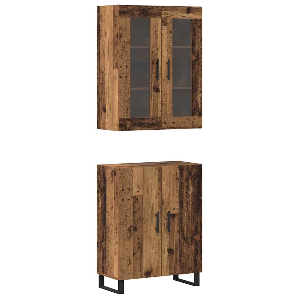 Highboard 2 pcs Altholz Holzwerkstoff