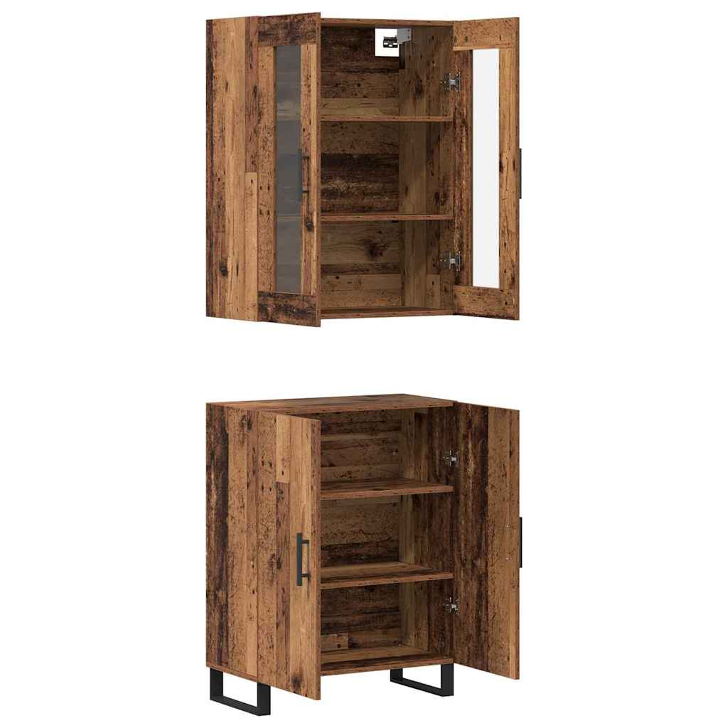 Highboard 2 pcs Altholz Holzwerkstoff