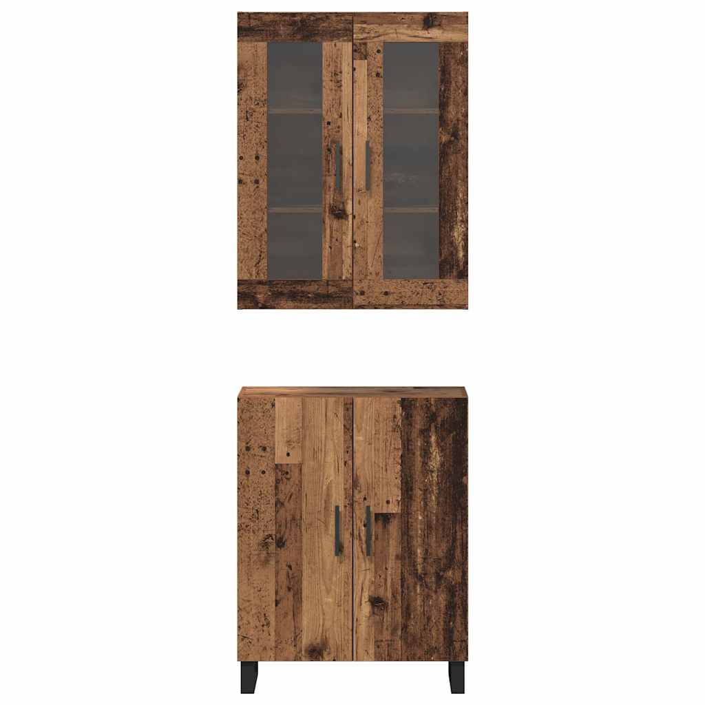 Highboard 2 pcs Altholz Holzwerkstoff