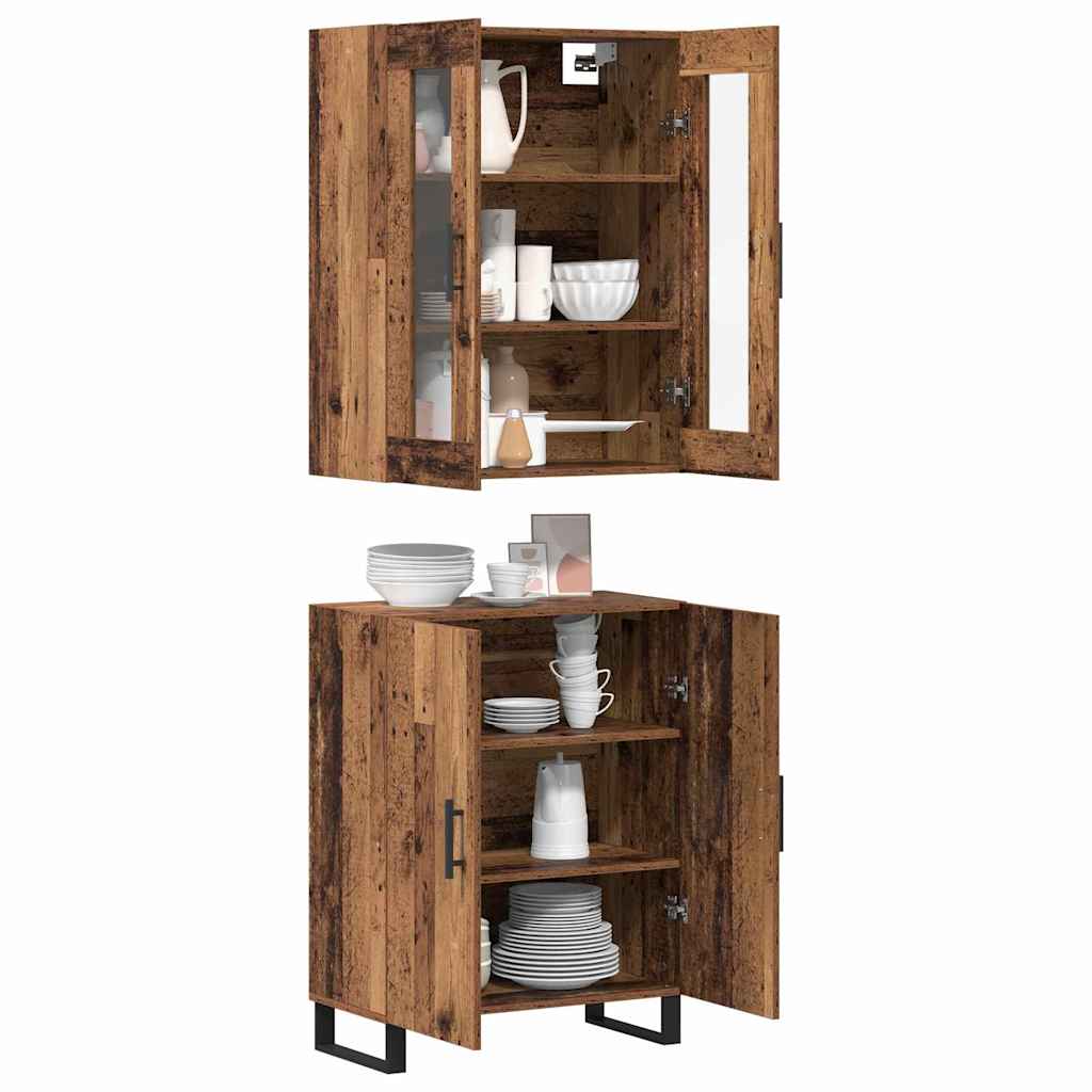 Highboard 2 pcs Altholz Holzwerkstoff