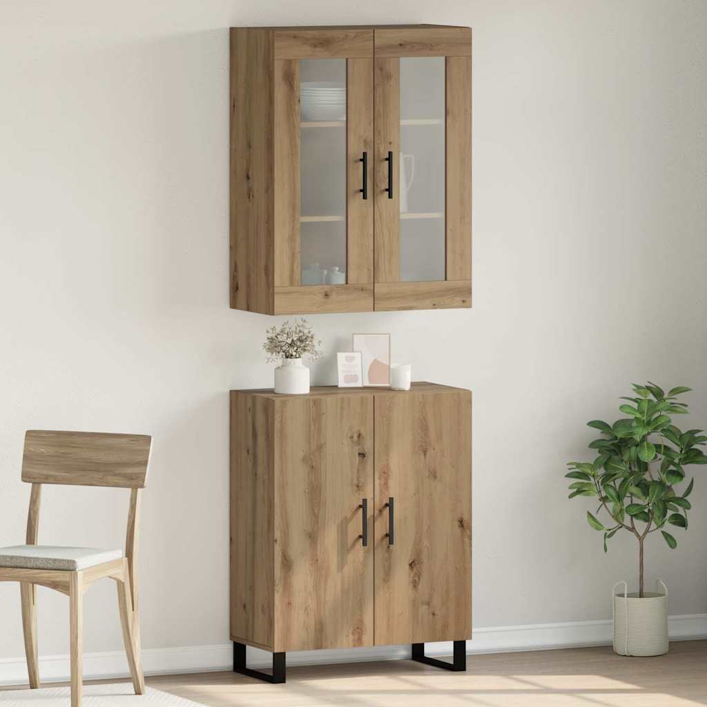 Highboard 2 pcs Artisan-Eiche Holzwerkstoff
