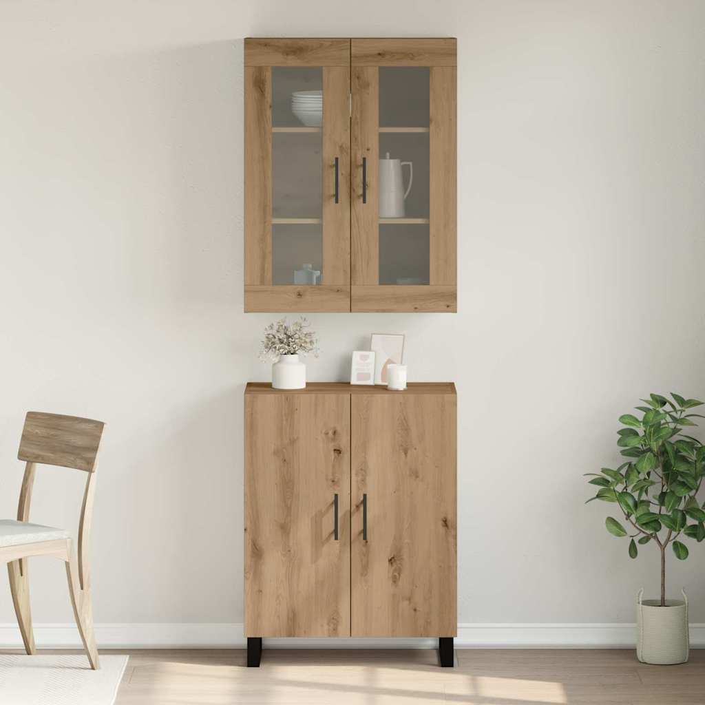 Highboard 2 pcs Artisan-Eiche Holzwerkstoff