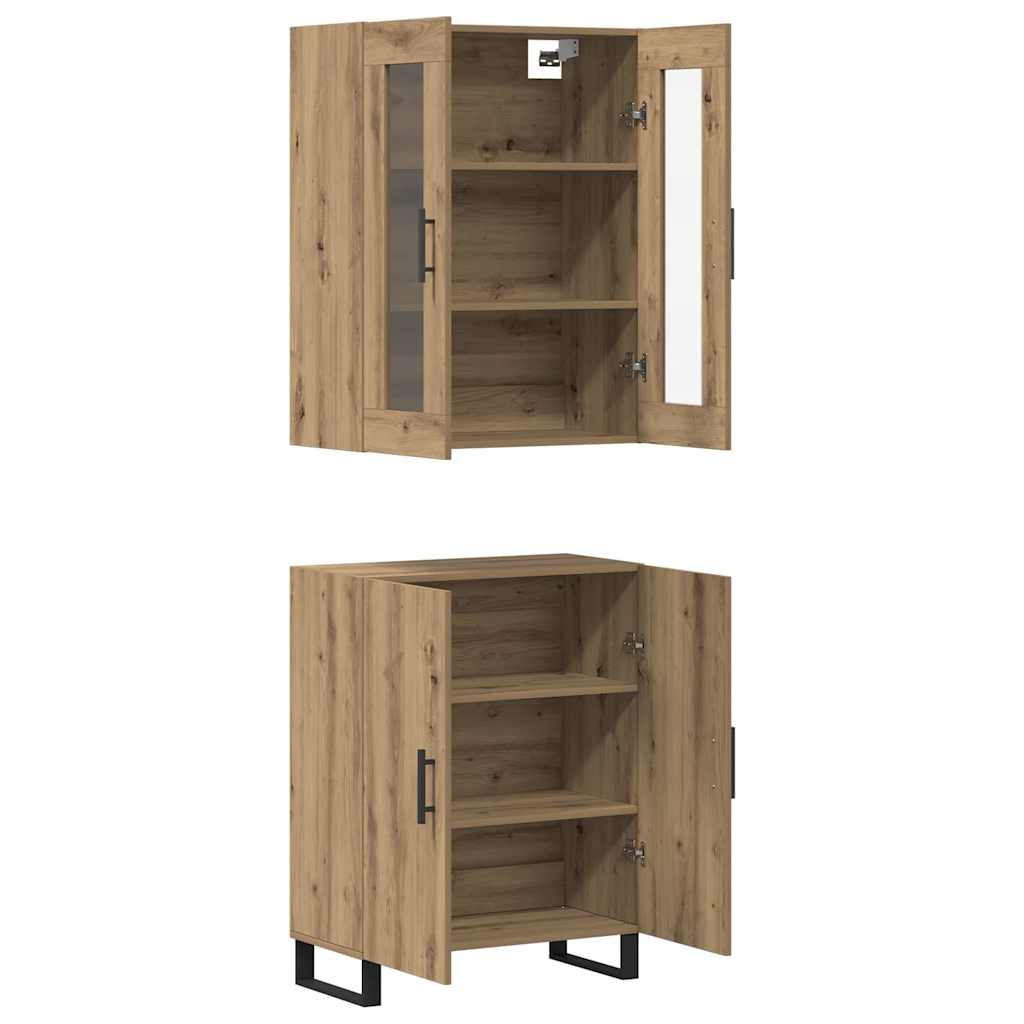Highboard 2 pcs Artisan-Eiche Holzwerkstoff