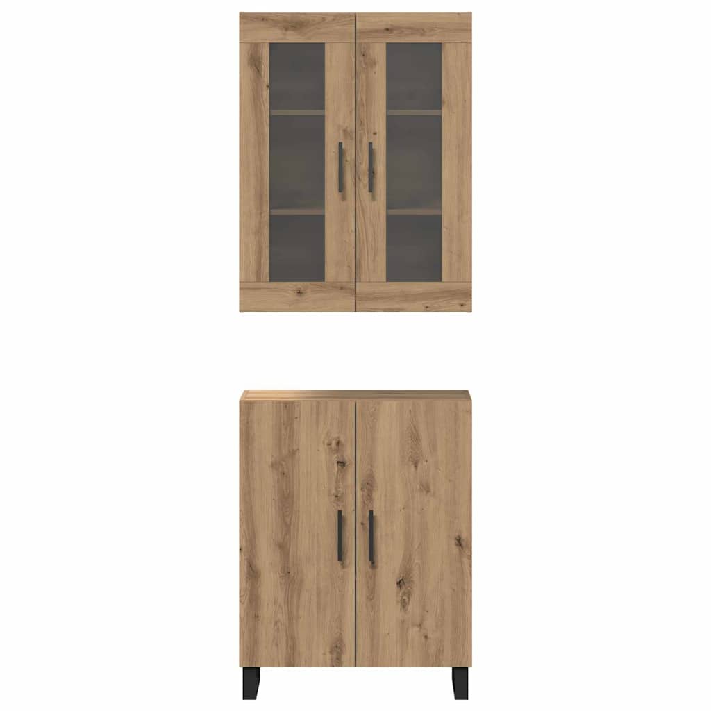 Highboard 2 pcs Artisan-Eiche Holzwerkstoff