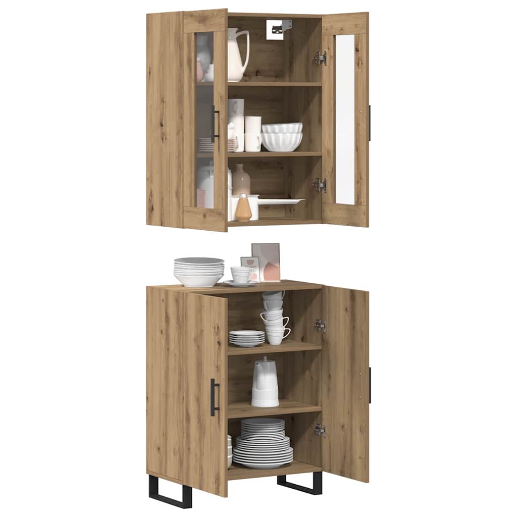 Highboard 2 pcs Artisan-Eiche Holzwerkstoff