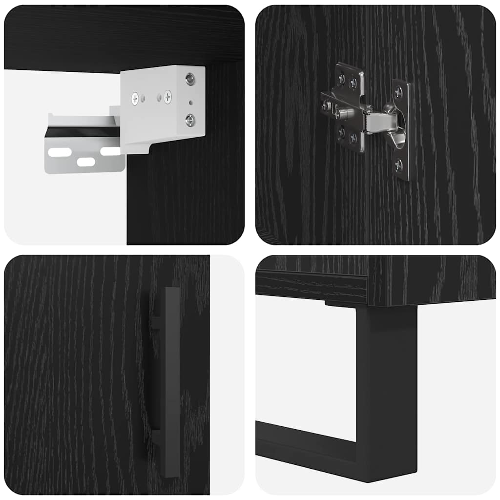 Highboard 2 pcs Schwarz Eichen-Optik Holzwerkstoff