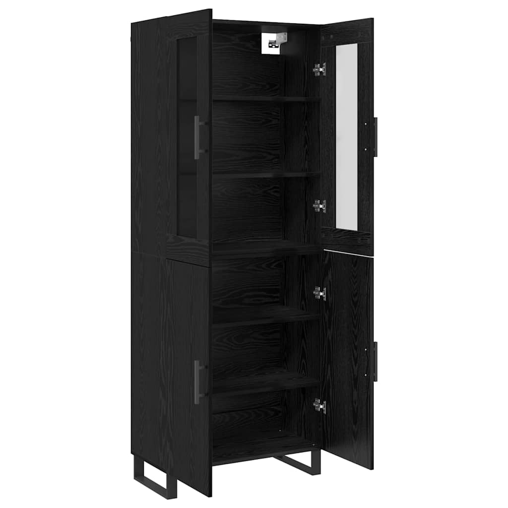 Highboard 2 pcs Schwarz Eichen-Optik Holzwerkstoff