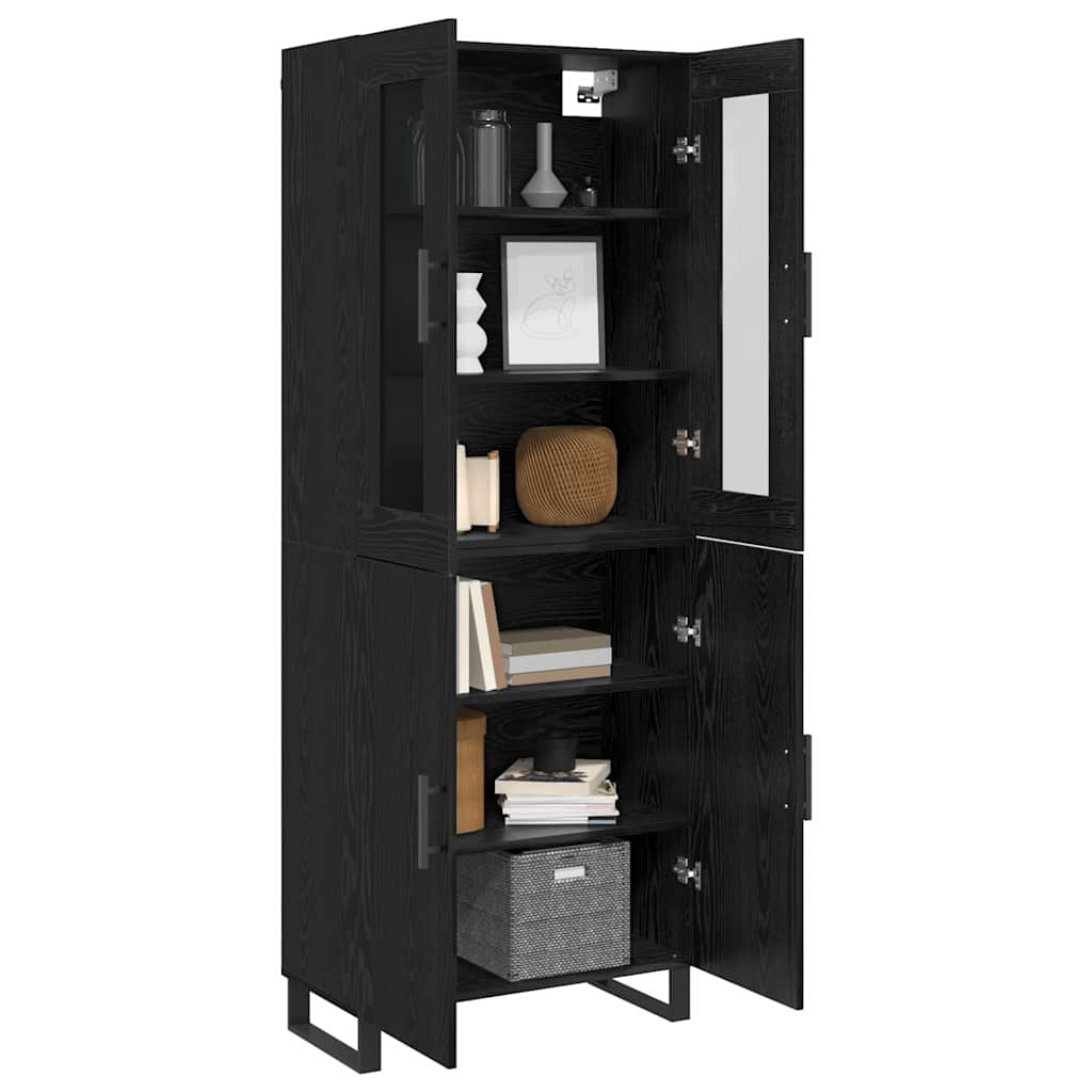 Highboard 2 pcs Schwarz Eichen-Optik Holzwerkstoff