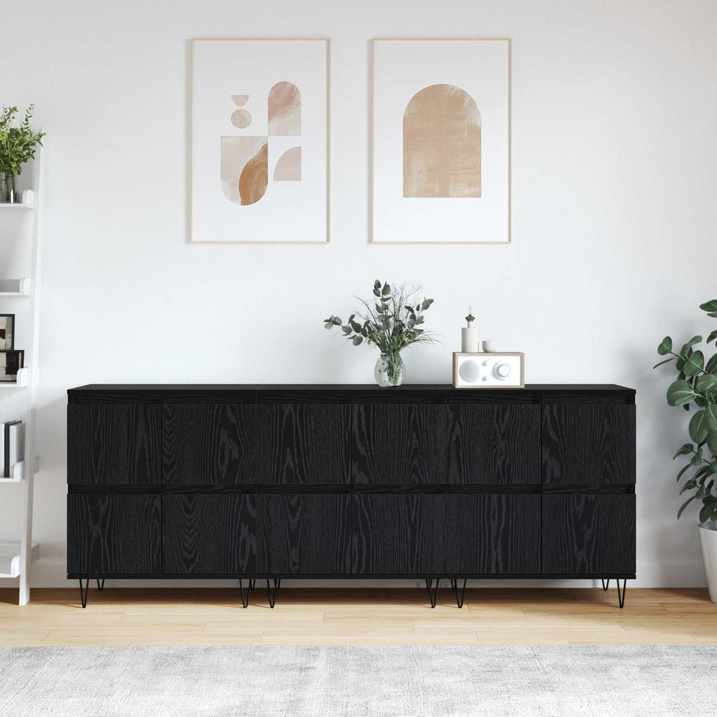 Sideboards 3 pcs Schwarz Eichen-Optik