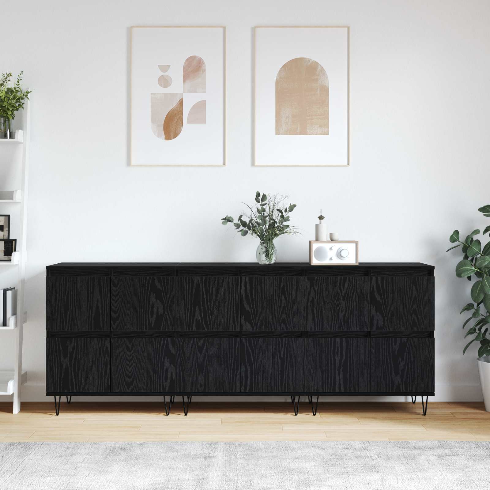 Sideboards 3 pcs Schwarz Eichen-Optik