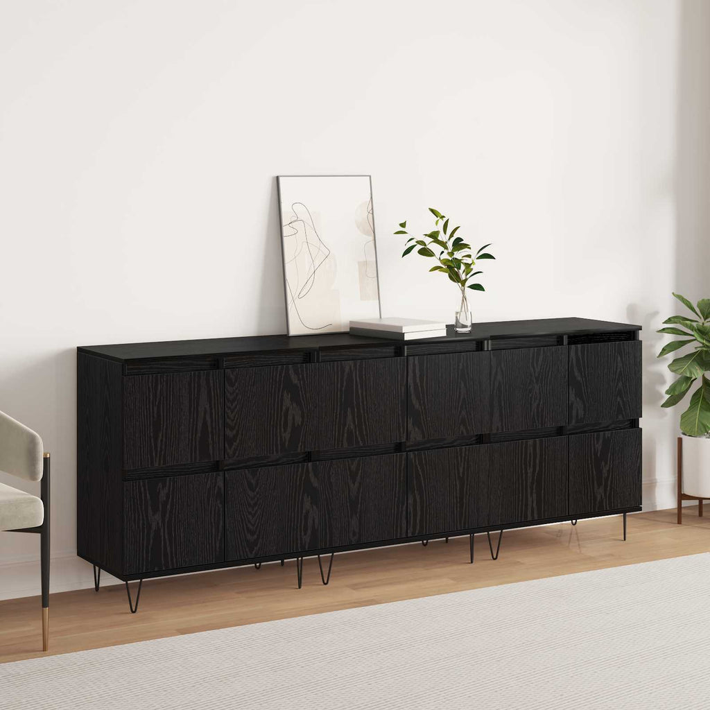 Sideboards 3 pcs Schwarz Eichen-Optik