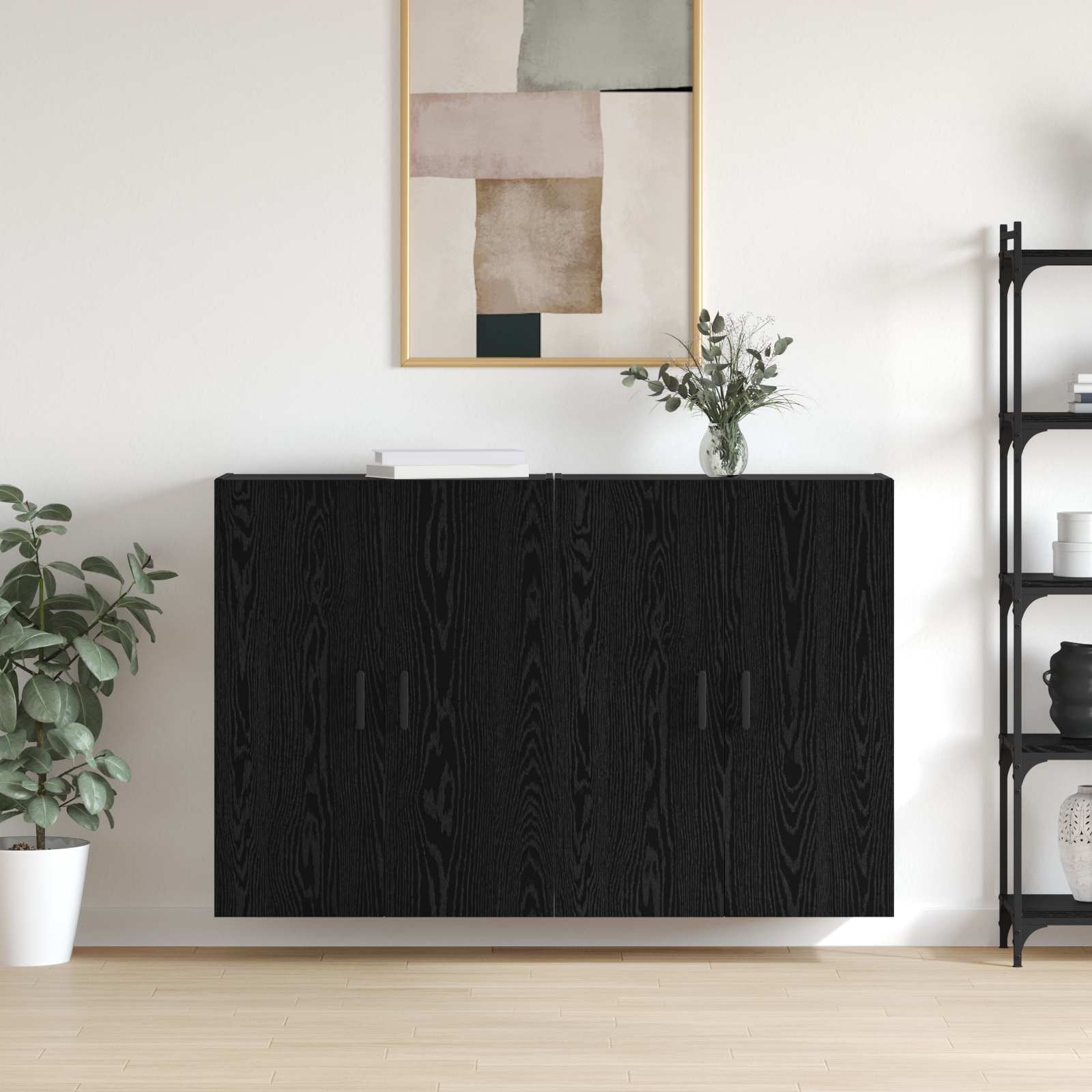 Wandschrank 2 pcs Schwarz Eichen-Optik 69,5 x 34 x 90 cm