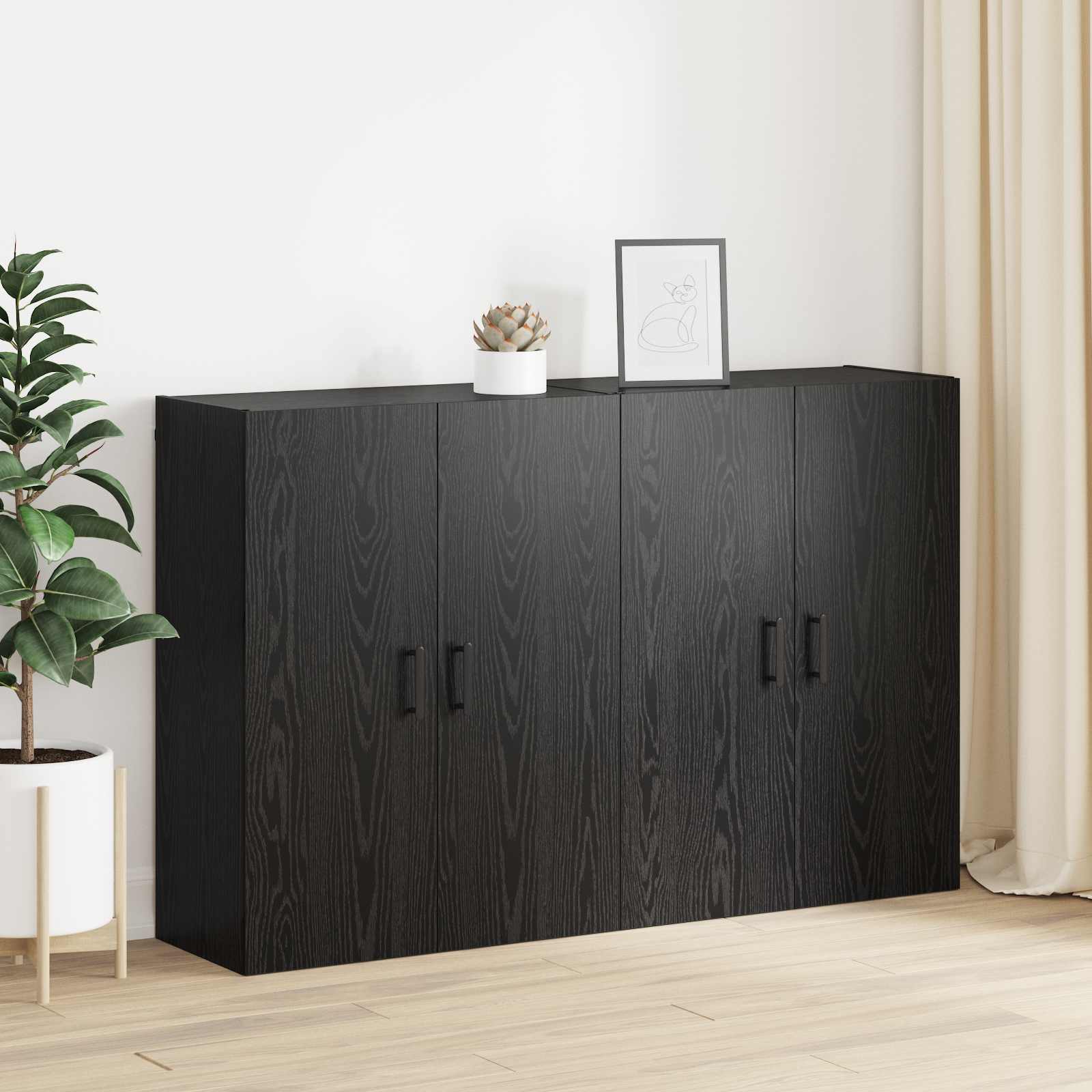 Wandschrank 2 pcs Schwarz Eichen-Optik 69,5 x 34 x 90 cm