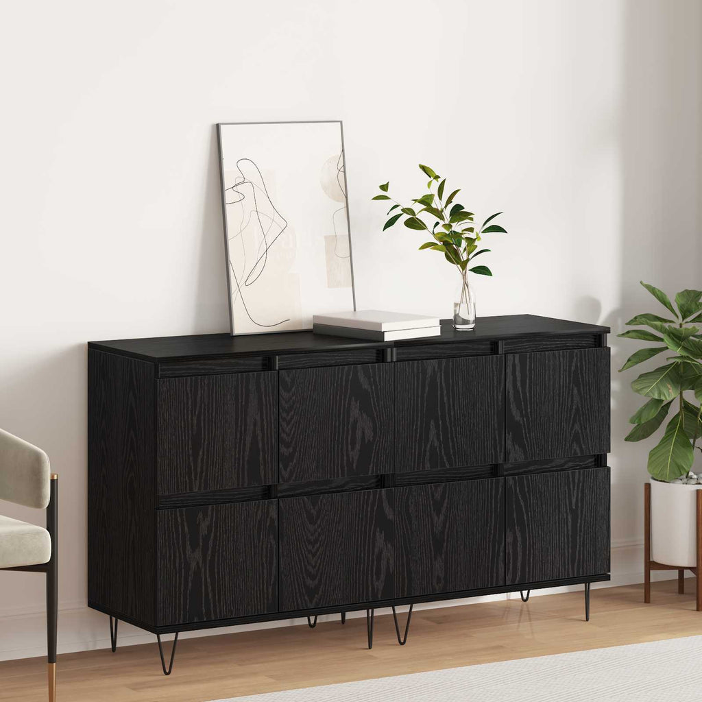 Sideboards 2 pcs Schwarz Eichen-Optik