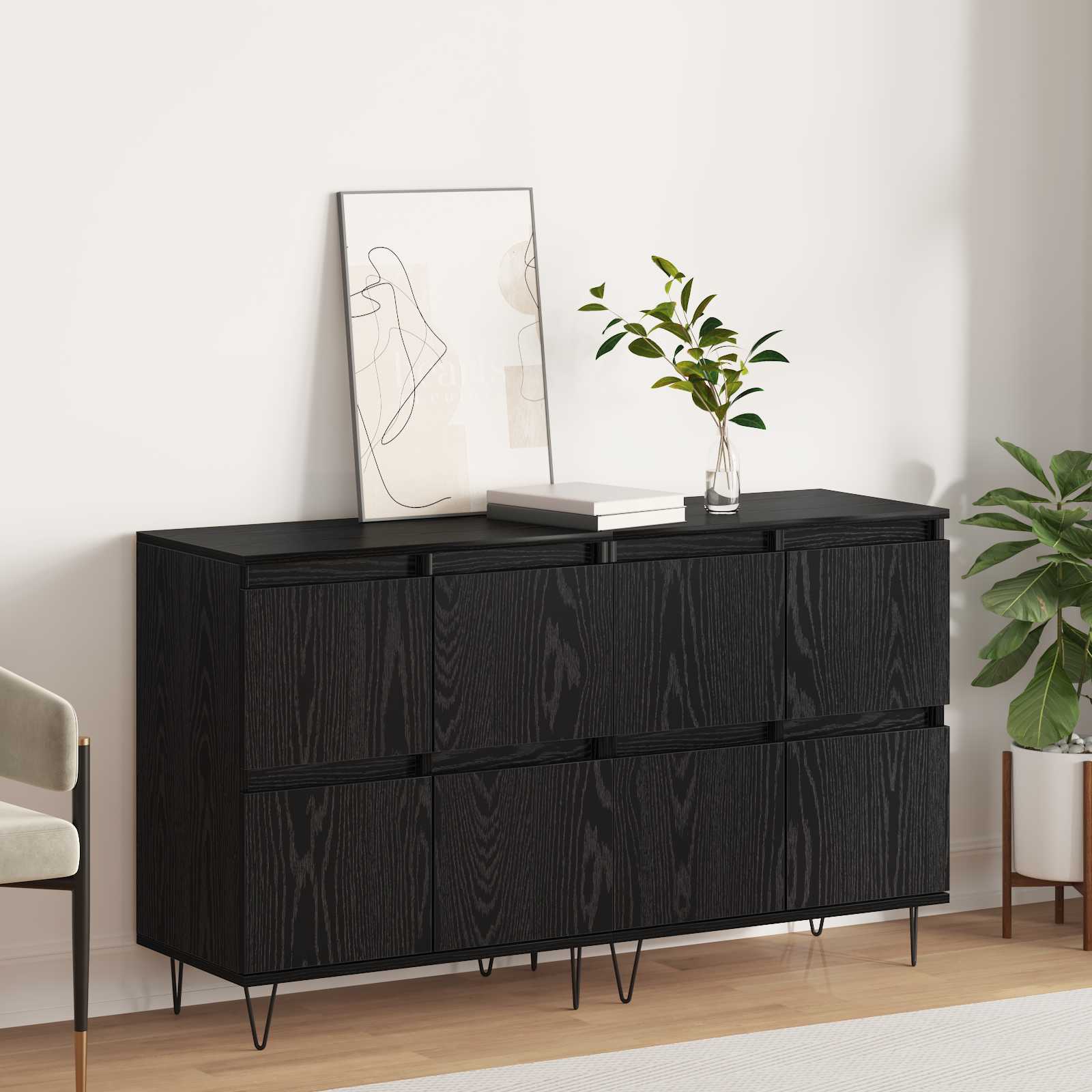 Sideboards 2 pcs Schwarz Eichen-Optik