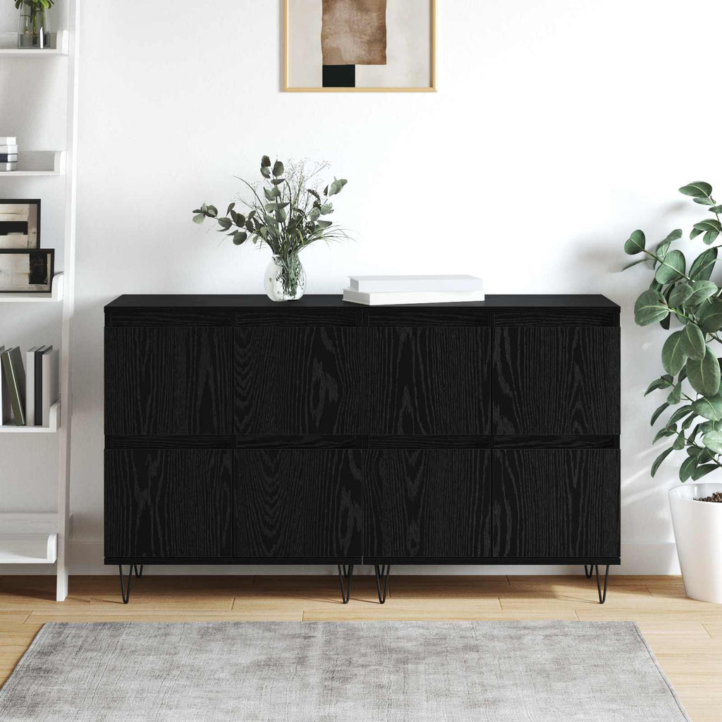 Sideboards 2 pcs Schwarz Eichen-Optik