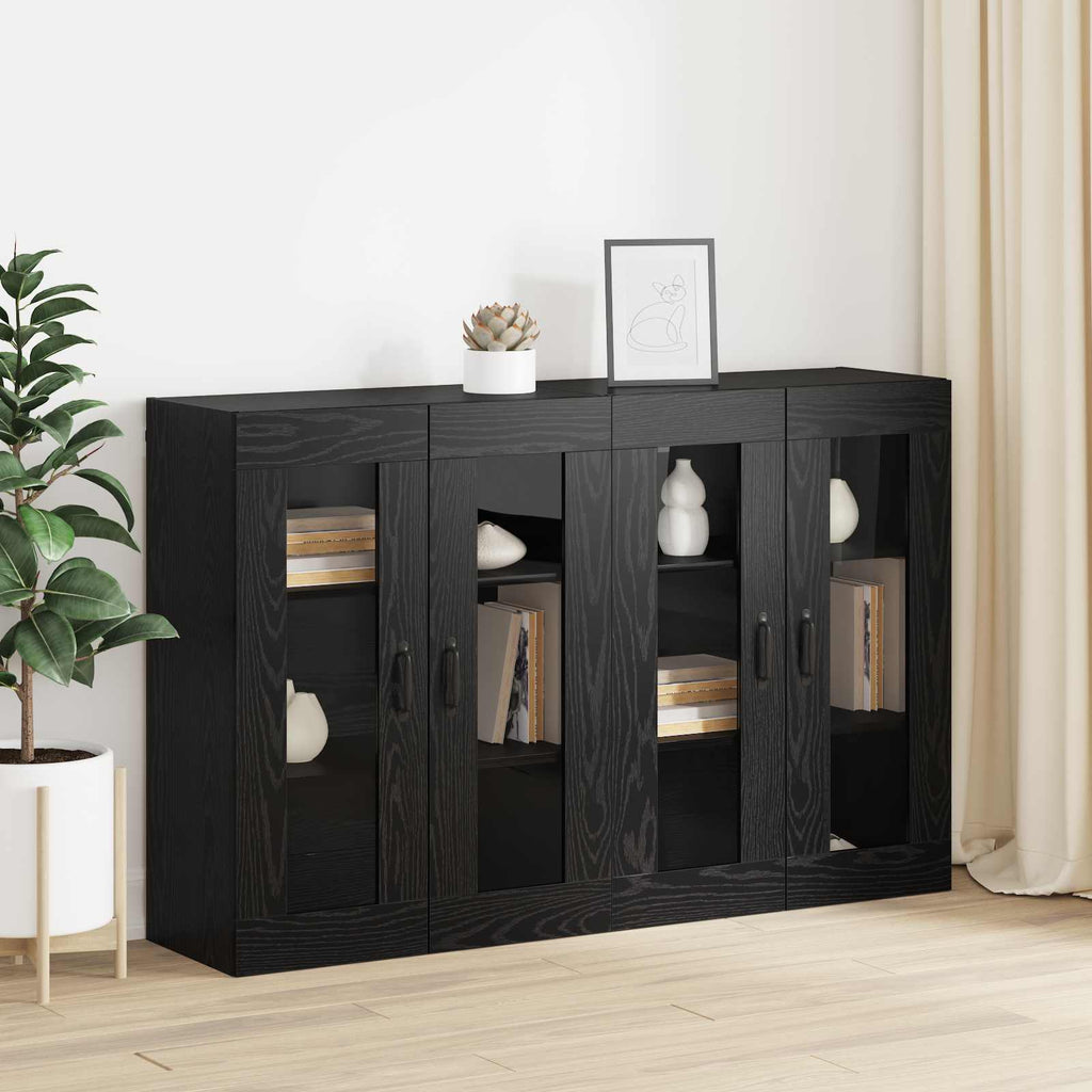 Wandmontierte Schränke 2 pcs Schwarz Eichen-Optik