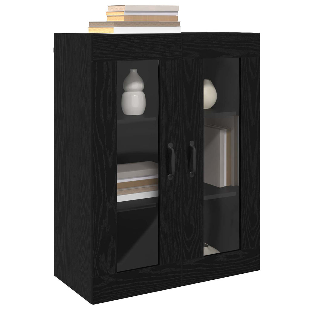 Wandmontierte Schränke 2 pcs Schwarz Eichen-Optik