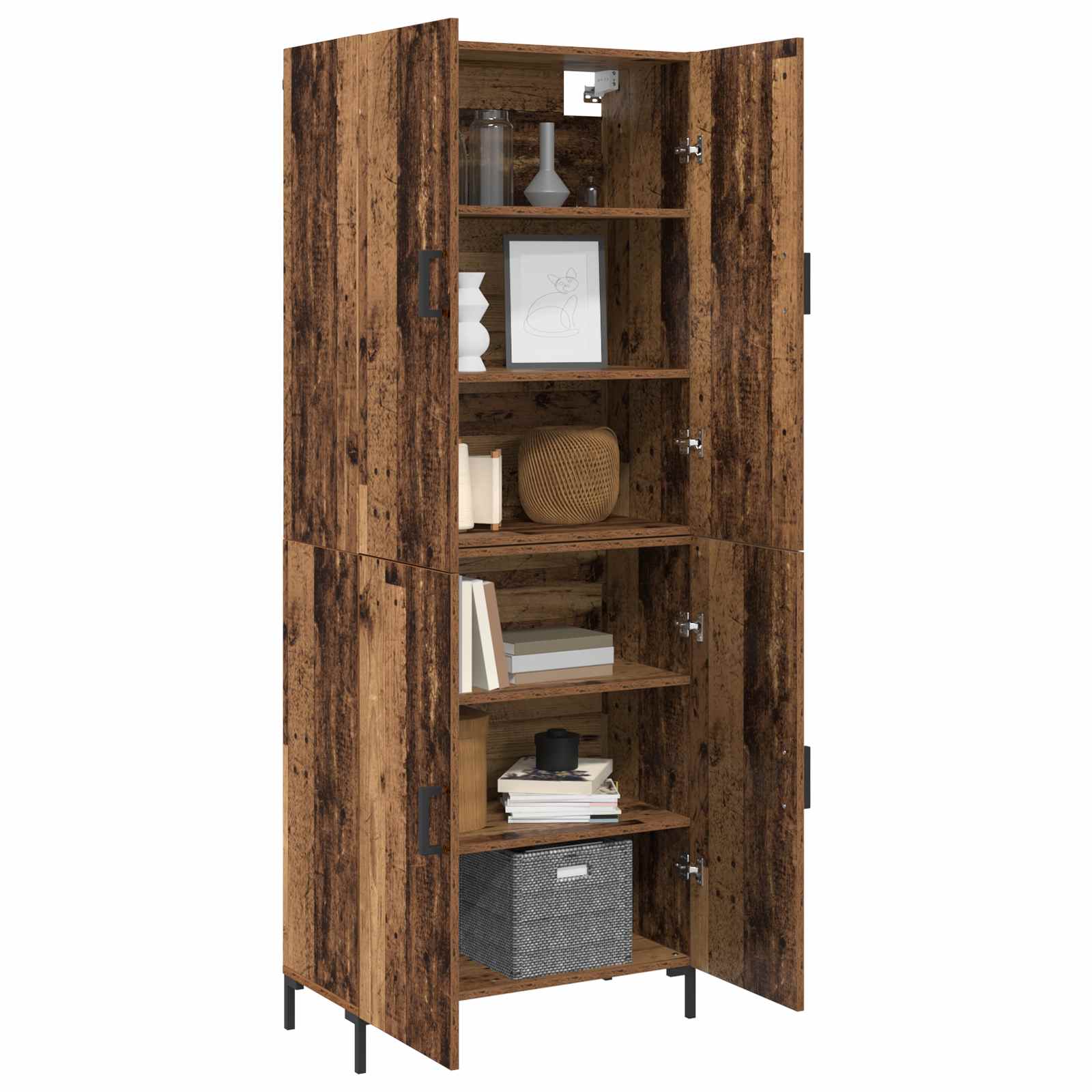 Highboard Wandmontiert Altholz 69,5 x 34 x 180 cm Holzwerkstoff