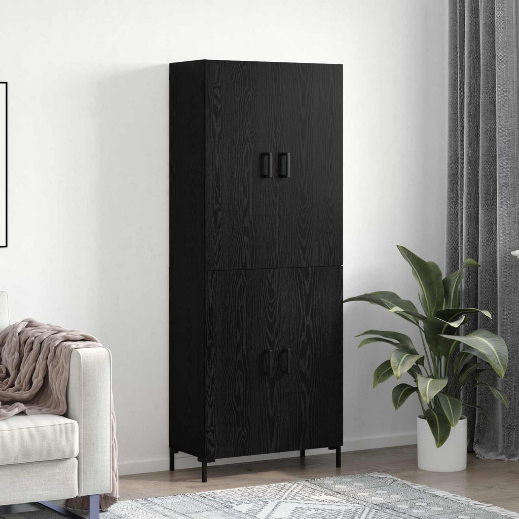 Highboard Schwarz Eichen-Optik 69,5 x 34 x 180 cm Holzwerkstoff