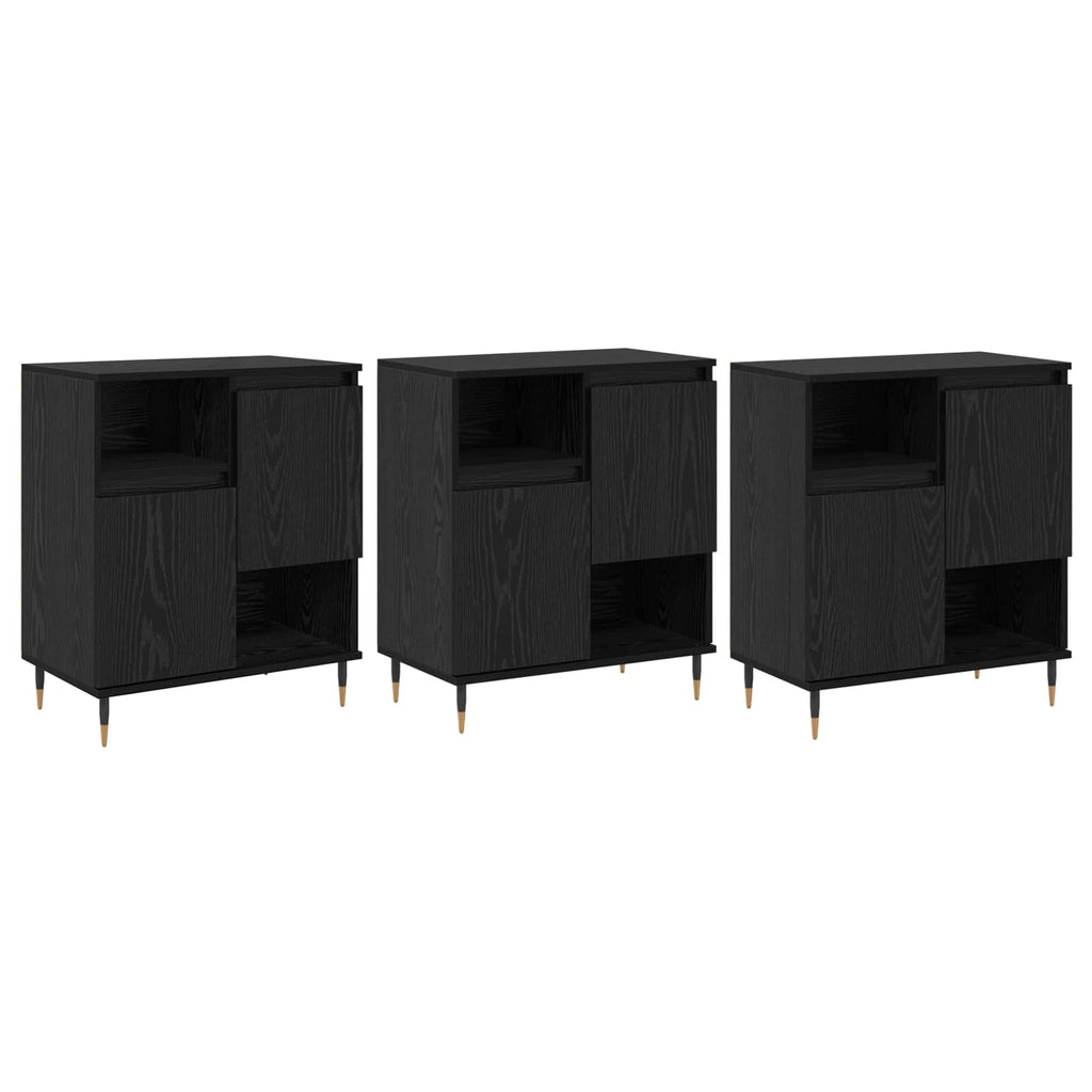 Sideboards 3 pcs Schwarz Eichen-Optik
