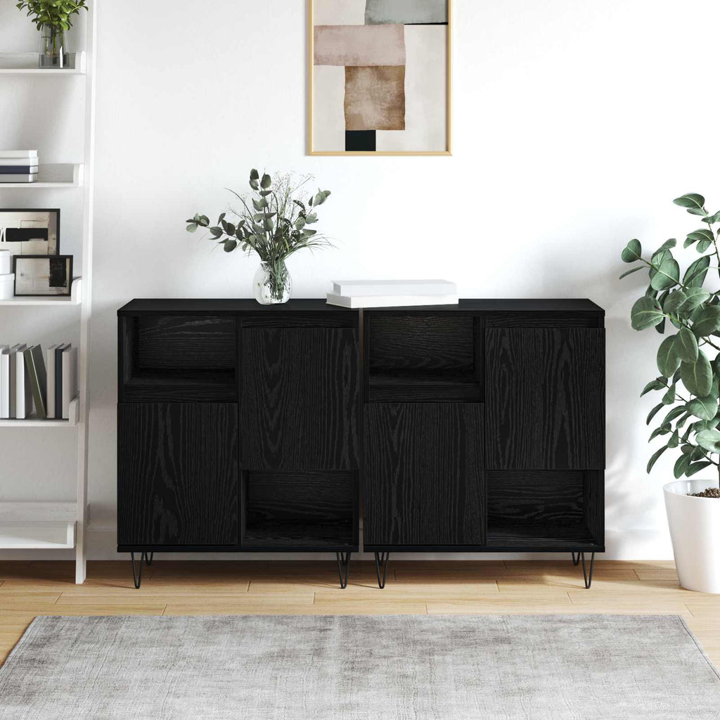 Sideboard 2 pcs Schwarz Eichen-Optik 60 x 35 x 70 cm