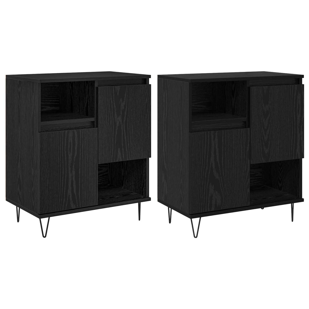 Sideboard 2 pcs Schwarz Eichen-Optik 60 x 35 x 70 cm