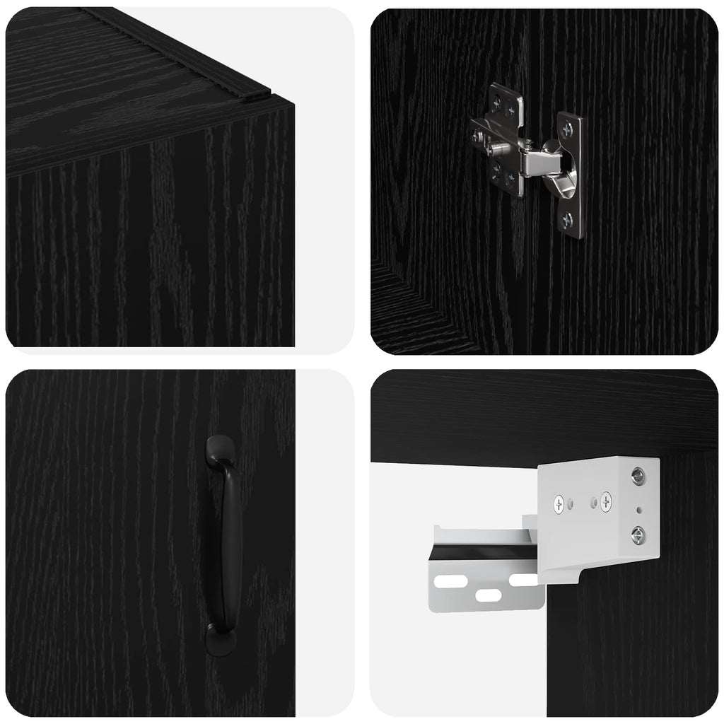 Wandschrank 2 pcs Schwarz Eichen-Optik 69,5 x 34 x 90 cm