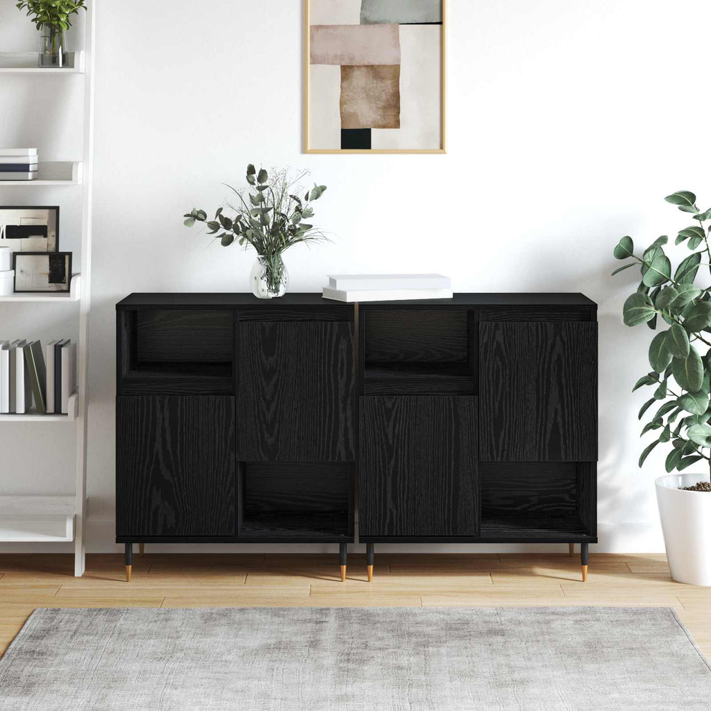 Sideboards 2 pcs Schwarz Eichen-Optik