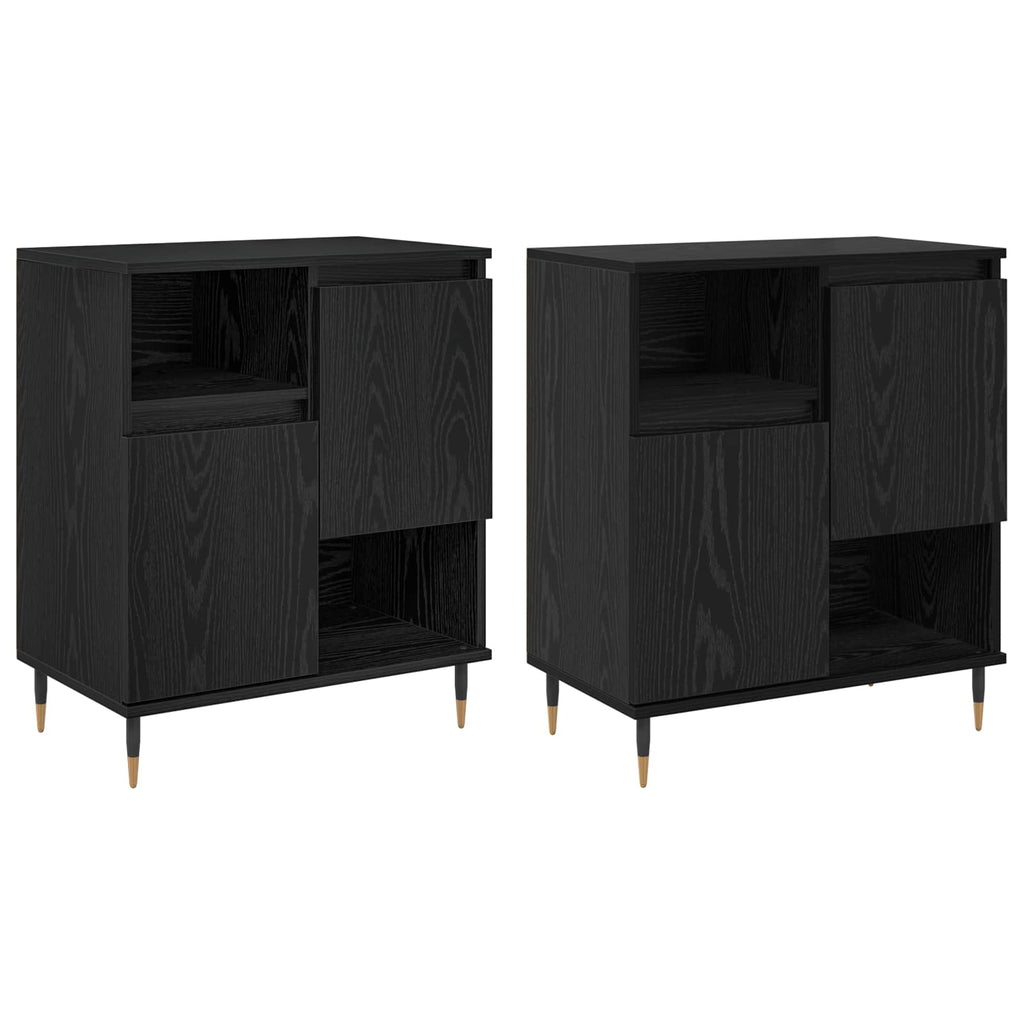 Sideboards 2 pcs Schwarz Eichen-Optik
