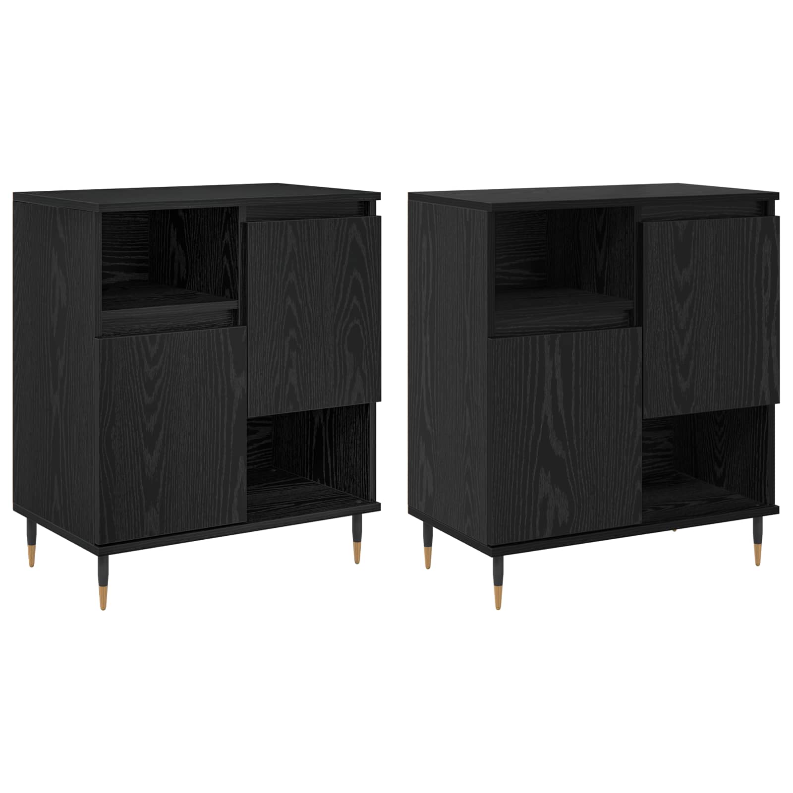 Sideboards 2 pcs Schwarz Eichen-Optik