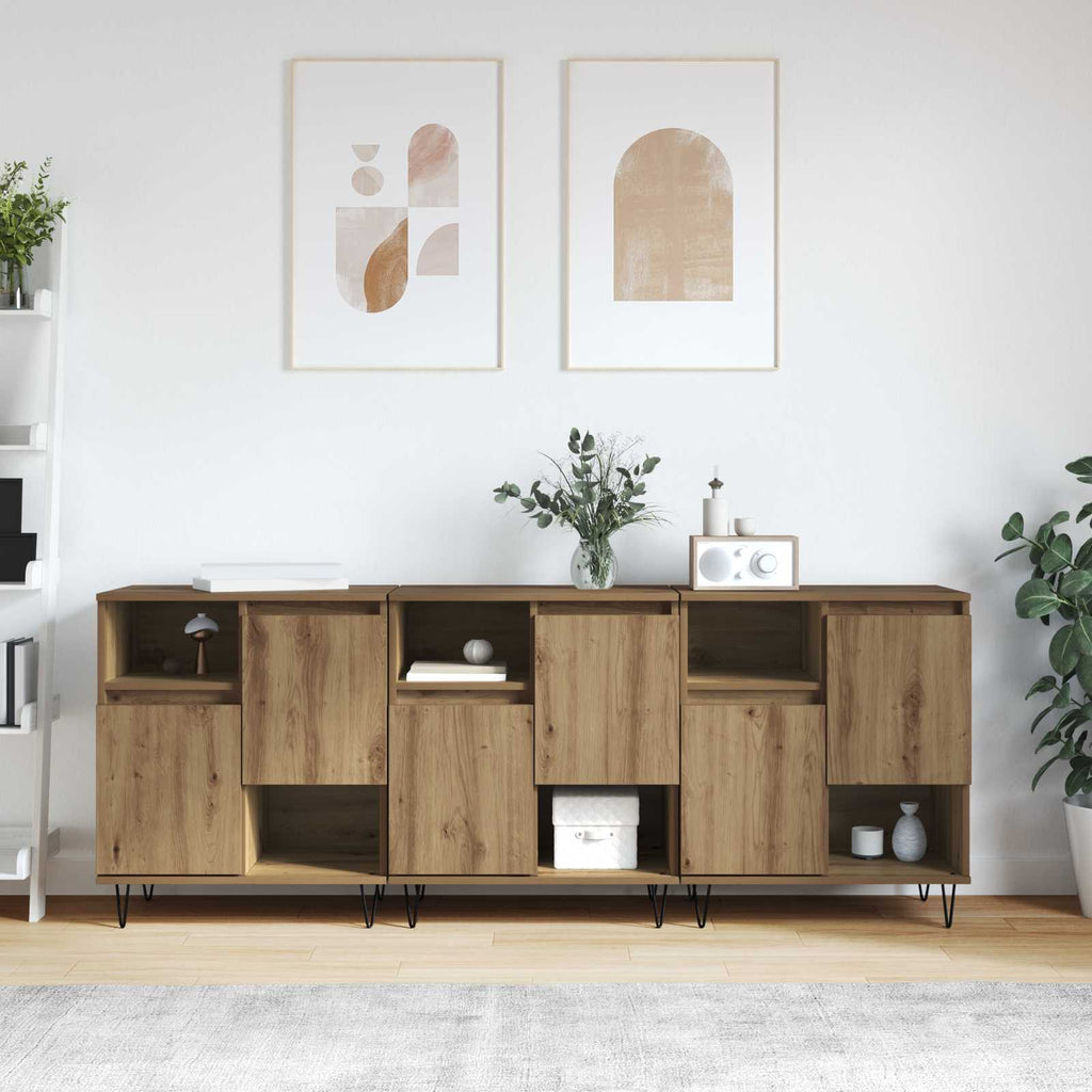 Sideboard 3 pcs Artisan-Eiche 60 x 35 x 70 cm