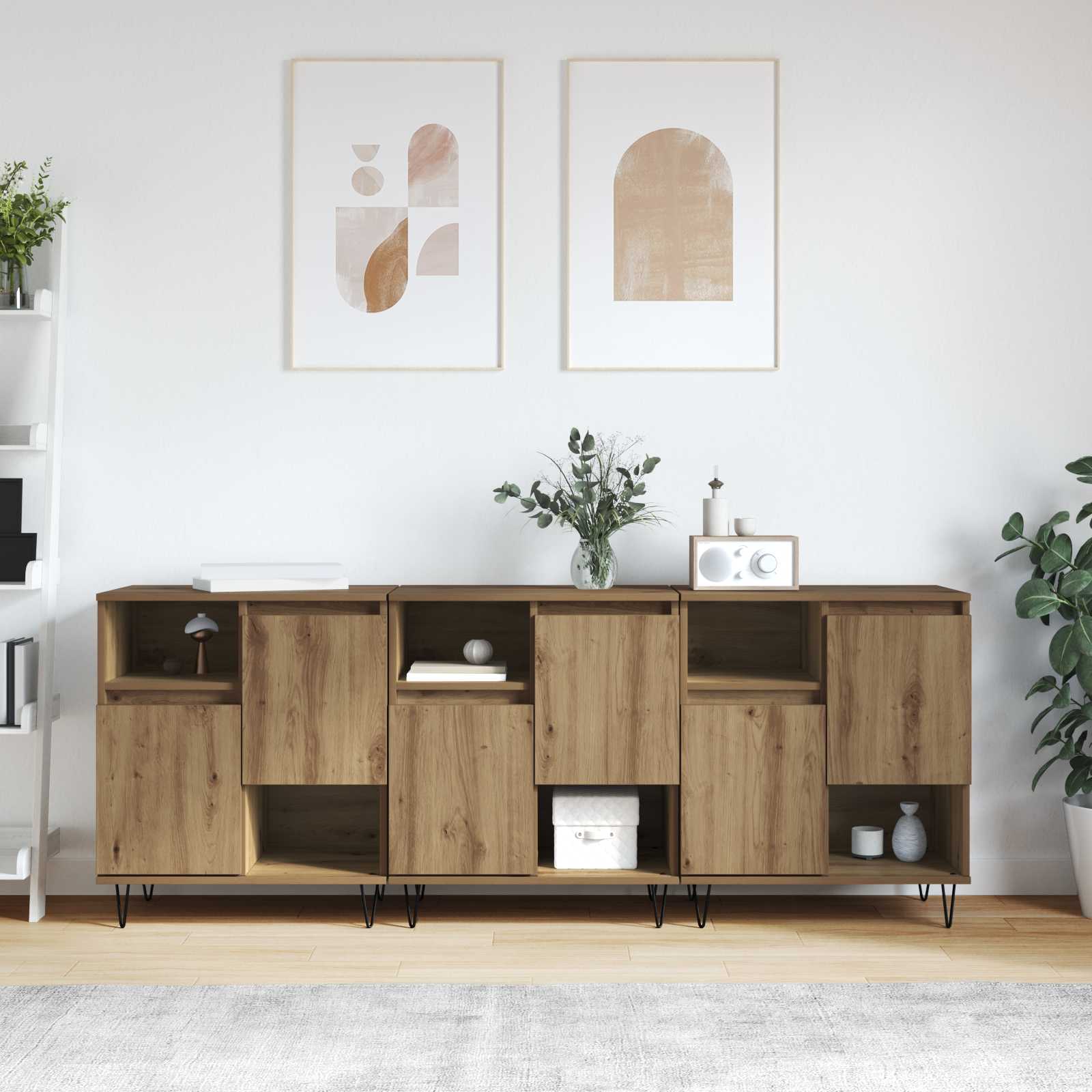 Sideboard 3 pcs Artisan-Eiche 60 x 35 x 70 cm