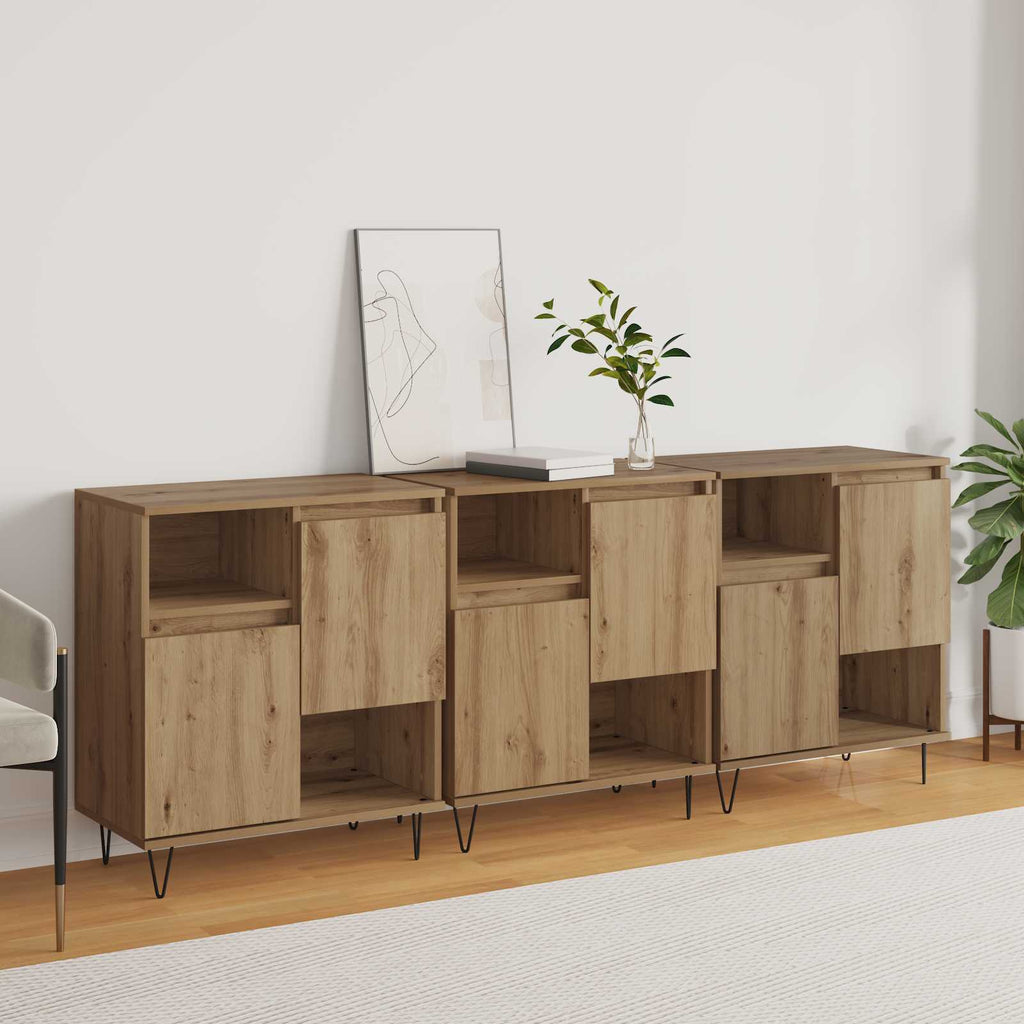 Sideboard 3 pcs Artisan-Eiche 60 x 35 x 70 cm