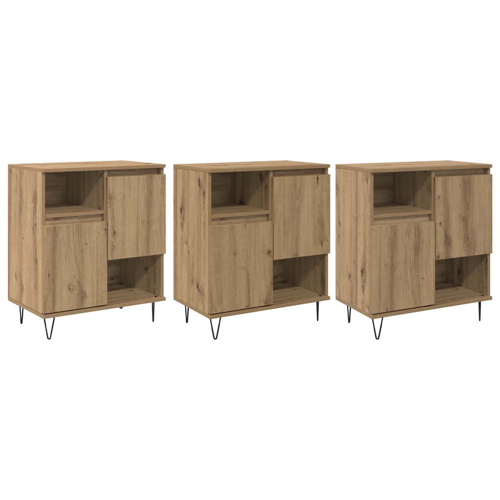 Sideboard 3 pcs Artisan-Eiche 60 x 35 x 70 cm