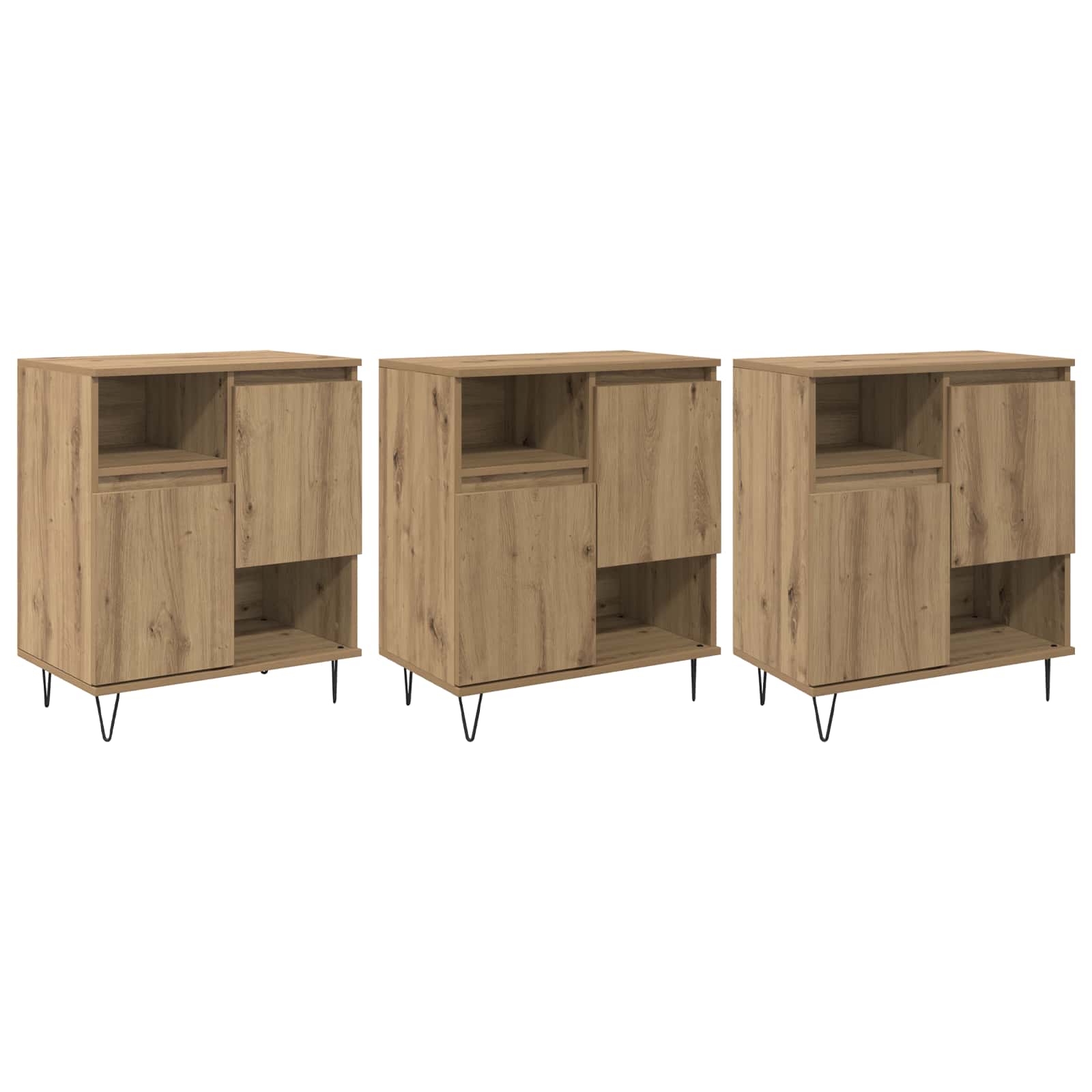 Sideboard 3 pcs Artisan-Eiche 60 x 35 x 70 cm