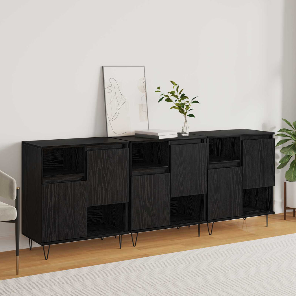 Sideboard 3 pcs Schwarz Eichen-Optik 60 x 35 x 70 cm