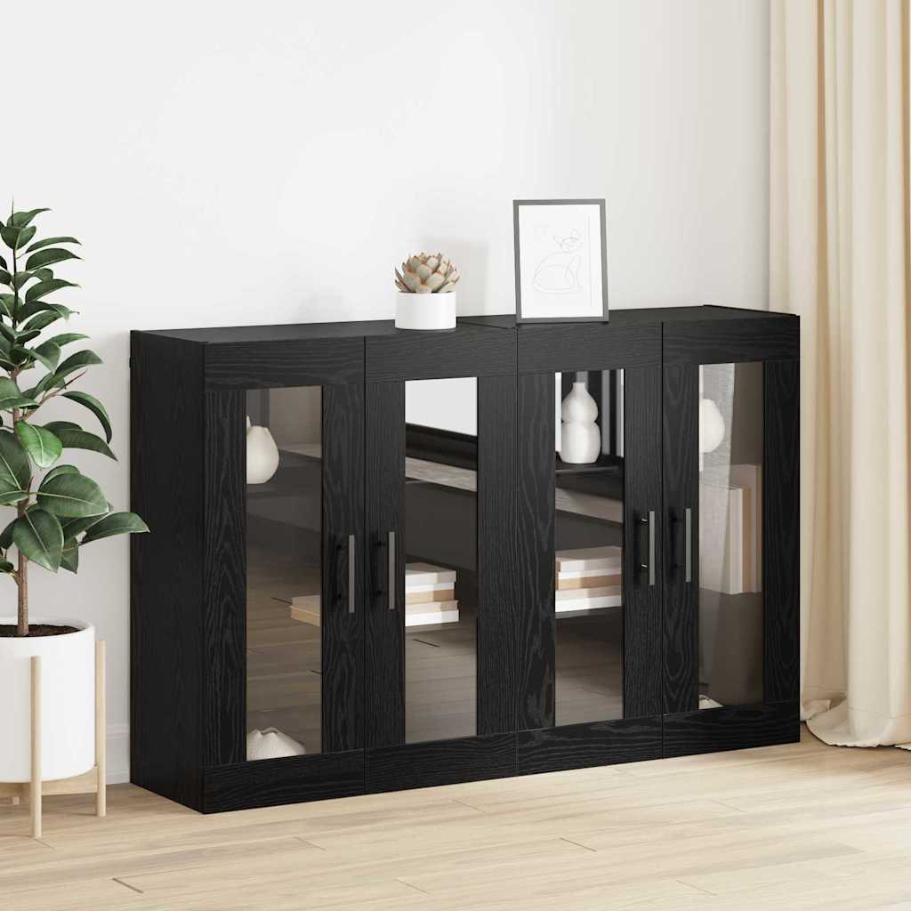 Wandmontierte Schränke 2 pcs Schwarz Eichen-Optik